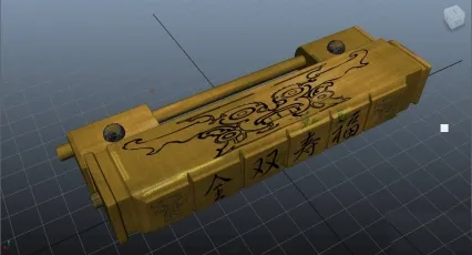 渲染写实的古代锁古代木锁铜锁古代福寿双全锁maya模型下载！