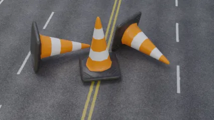 次世代材质道路雪糕筒3D模型