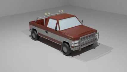 low-poly低多边形风格皮卡车3D模型