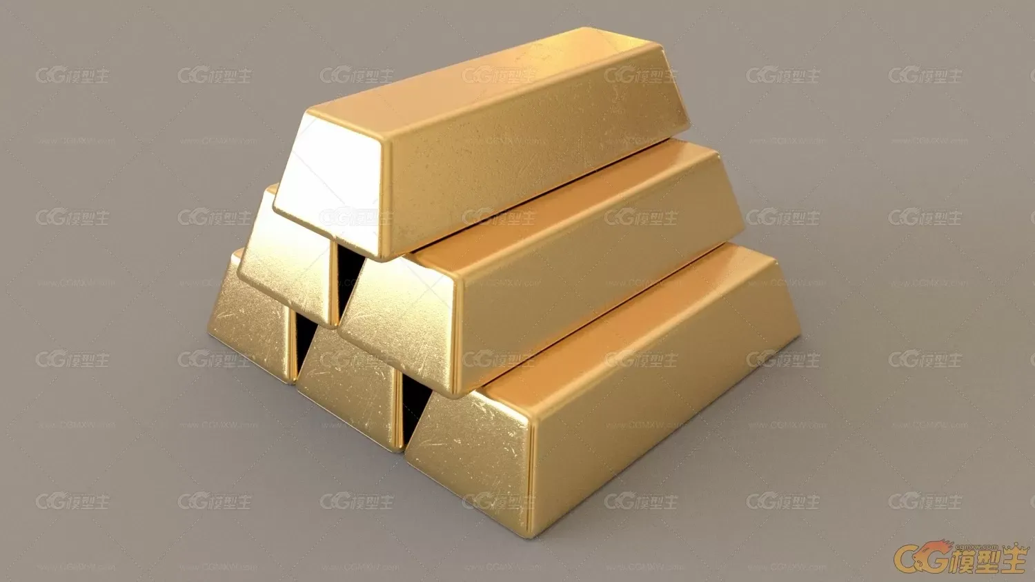 金条，黄金3D模型。-1