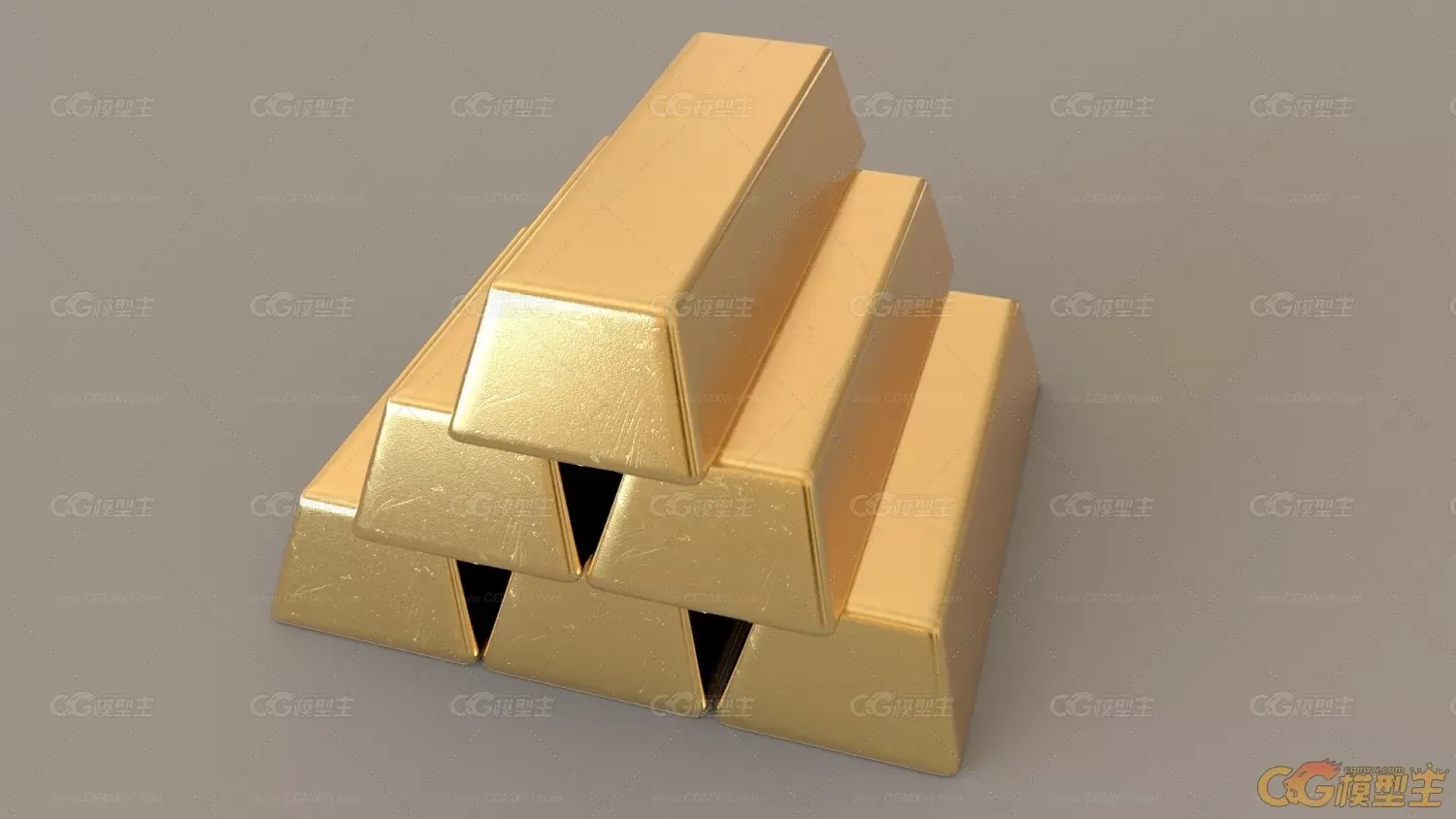 金条，黄金3D模型。-2