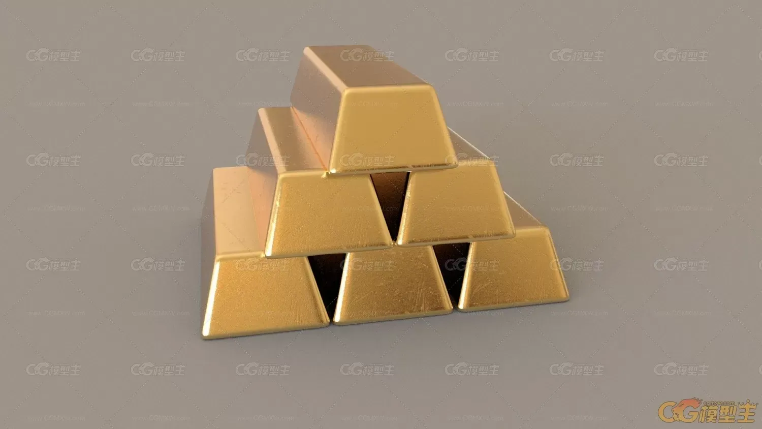 金条，黄金3D模型。-4