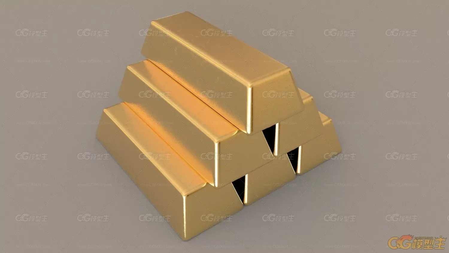 金条，黄金3D模型。-3