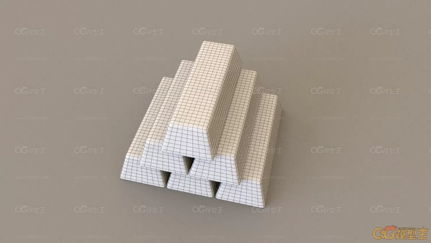 金条，黄金3D模型。-5