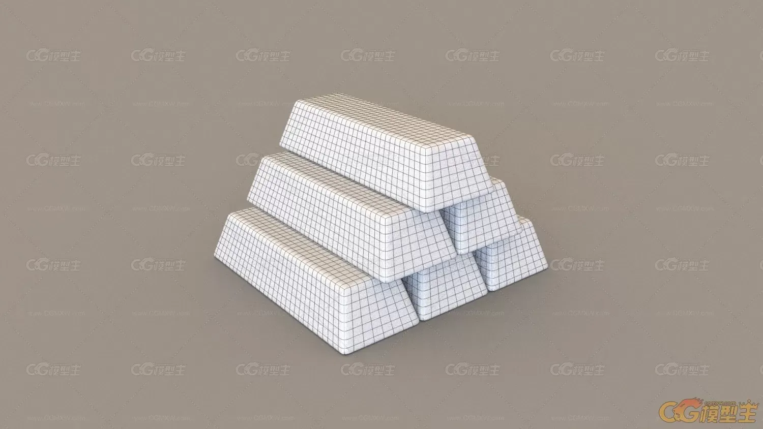 金条，黄金3D模型。-6