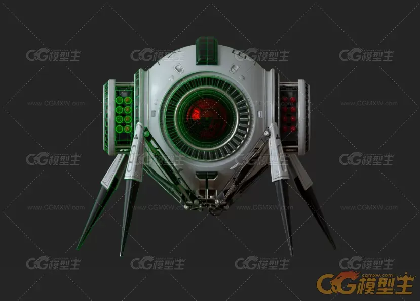 蜘蛛型四足科幻机器人3D模型-3