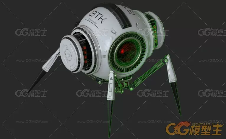 蜘蛛型四足科幻机器人3D模型-6