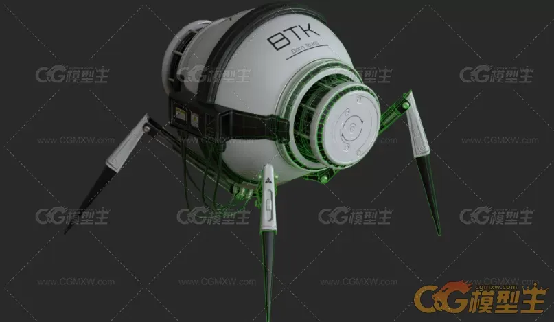 蜘蛛型四足科幻机器人3D模型-7