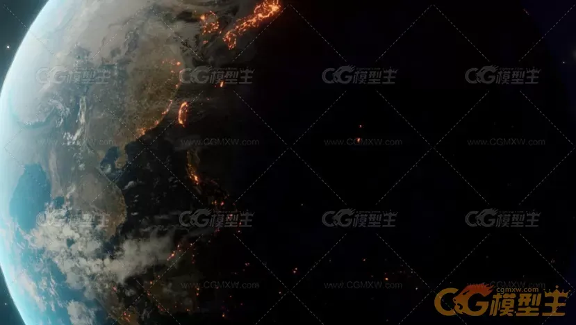 带夜景的地球3D模型-7