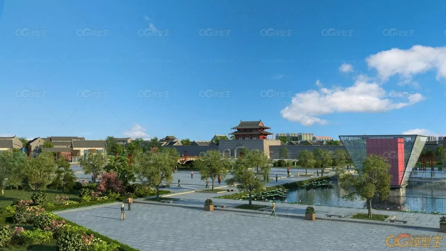 古建城门楼3d模型下载 ！-1