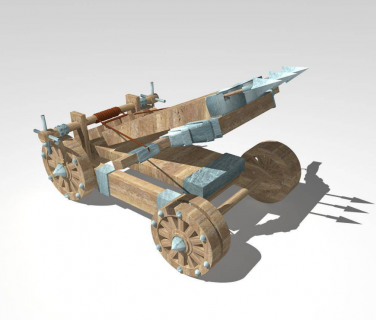 古代战车maya模型 弓弩车游戏模型 投石战车3d模型