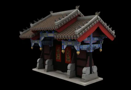 古建筑曲阜孔庙重光门maya模型下载！风景名胜曲阜孔庙重光门古代建筑maya模型下载！