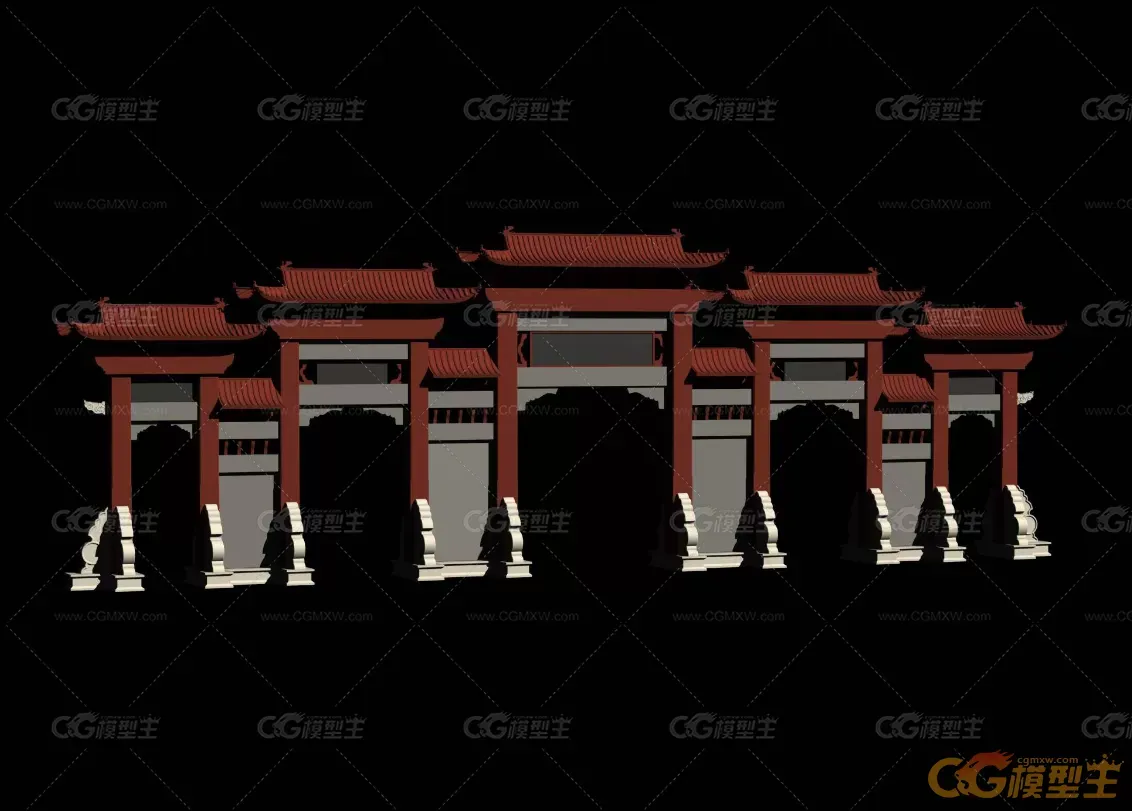 古楼牌坊3dmax模型-1