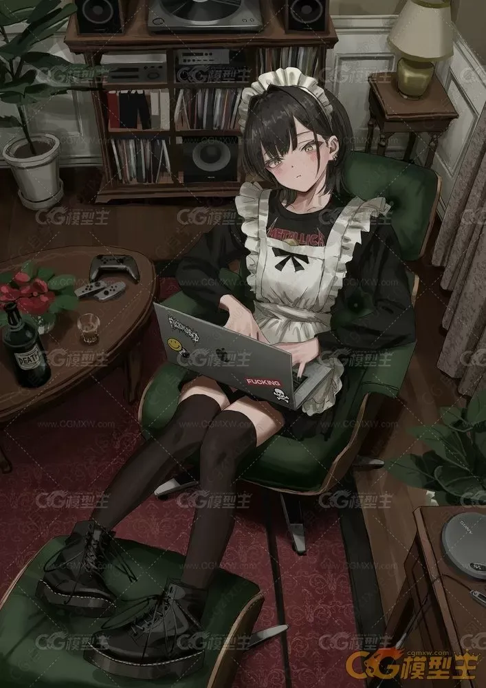 画风超赞的二次元女仆系列插画1657P-6