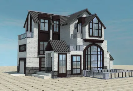 VR渲染练习的小房子3dmax模型下载！别干净规整的墅房子建筑场景3dmax模型下载！