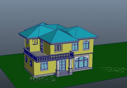 一栋别墅maya模型下载 大型欧式独栋别墅 双层别墅模型下载！
