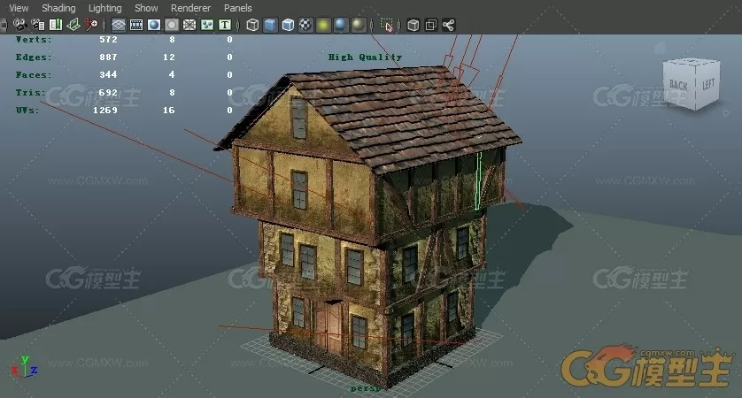 逼真写实的游戏木房子建筑maya模型下载！年代久远的木房子maya模型下载！-2