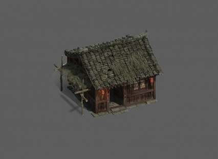 破旧瓦房草屋木房子古代建筑场景3dmax模型下载