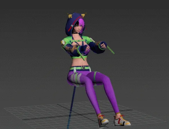 一个女性角色模型  max绑定附带一个开车动作