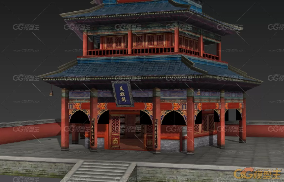 少林寺藏经阁古代阁楼建筑3d模型max模型下载-2