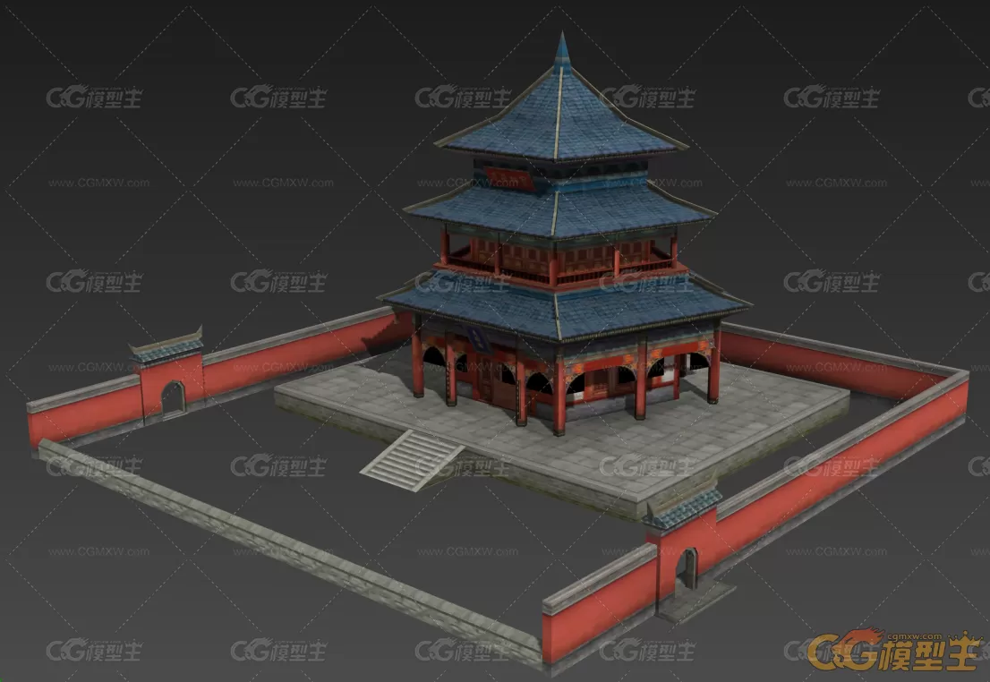 少林寺藏经阁古代阁楼建筑3d模型max模型下载-3