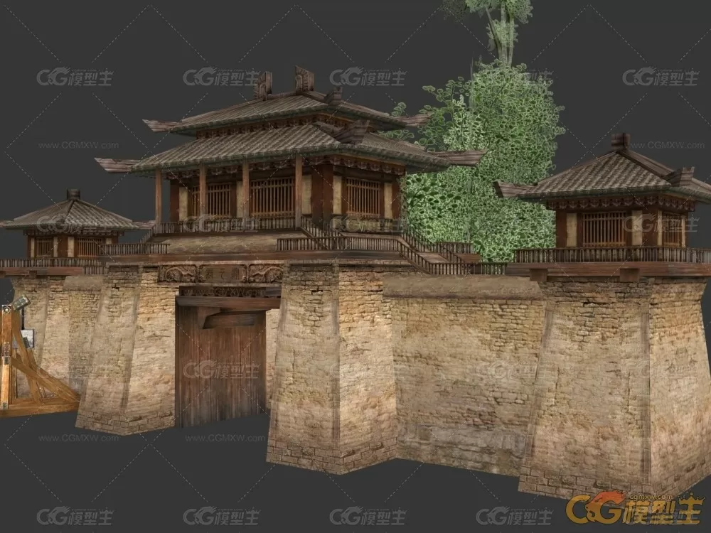 一个古建筑城门场景模型-1