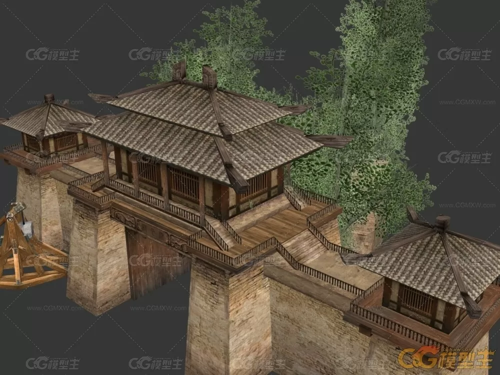 一个古建筑城门场景模型-2