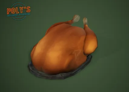 烤鸡，烧鸡3D模型。