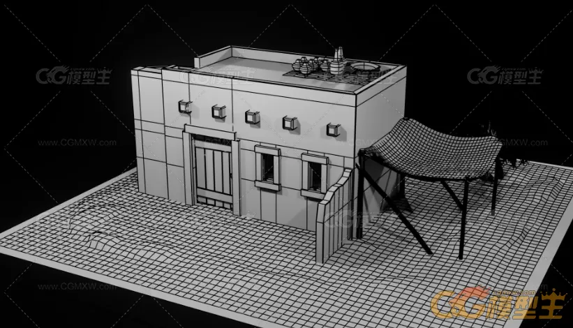 中东沙漠建筑，房子3D模型。-7