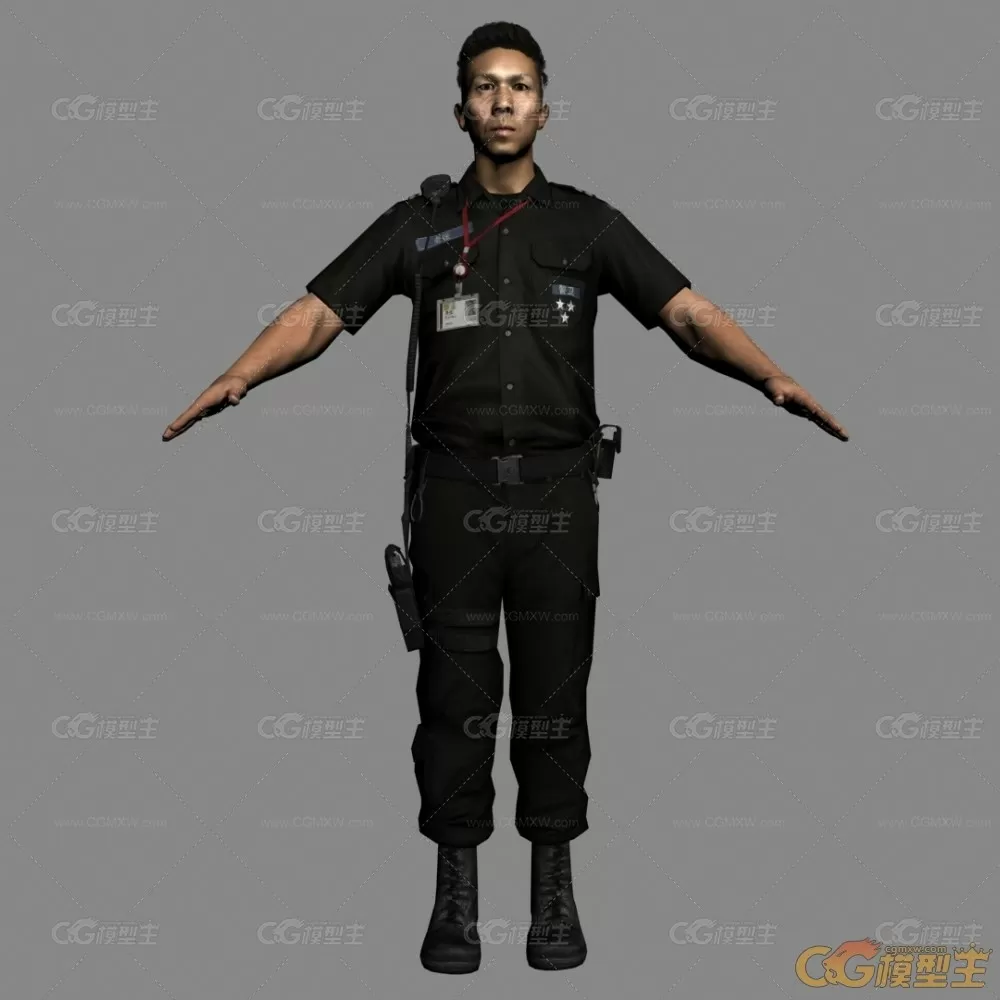 战地4 警卫员 现代男人 警察 保安 门卫 制服工作人员3D模型-3