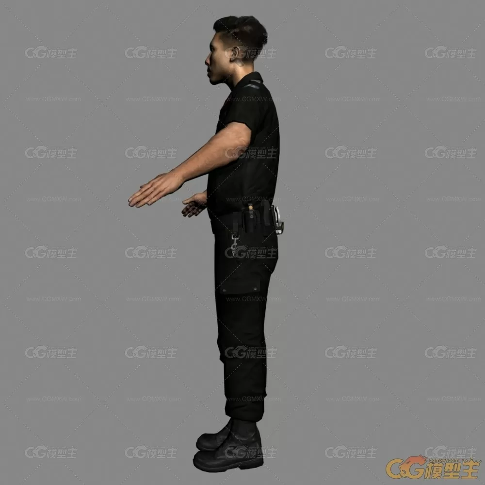 战地4 警卫员 现代男人 警察 保安 门卫 制服工作人员3D模型-4