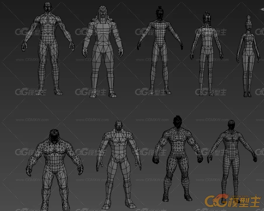 一套3D游戏人物基础形体模型 仙侠Q版等-4