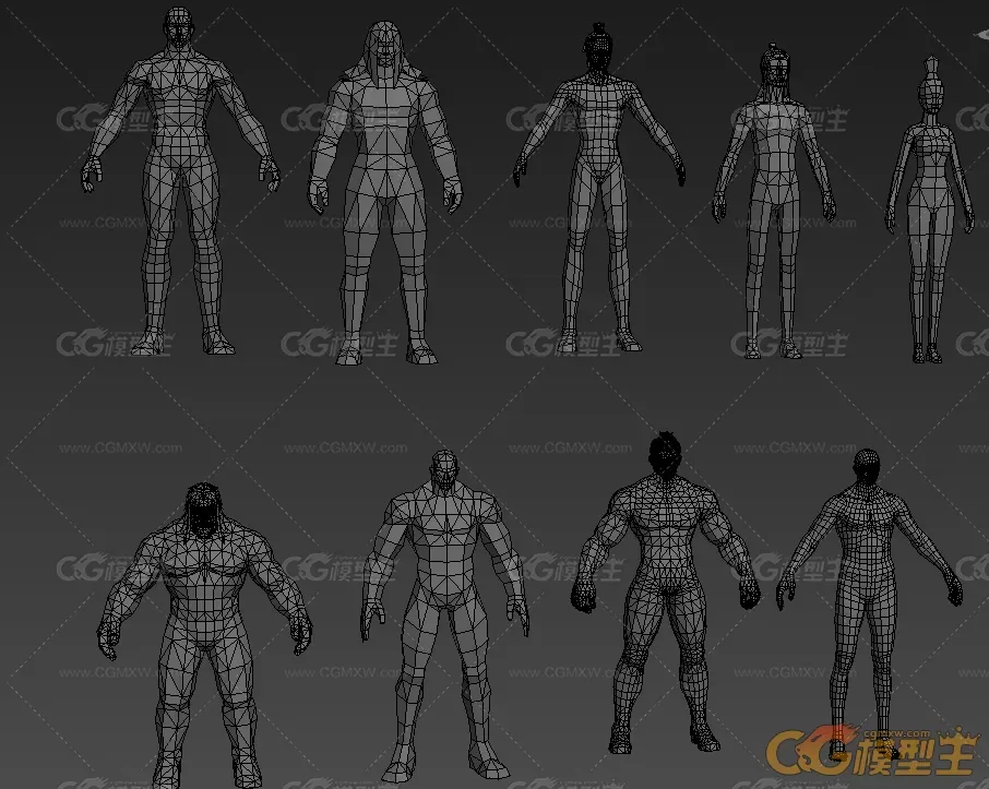 一套3D游戏人物基础形体模型 仙侠Q版等-4