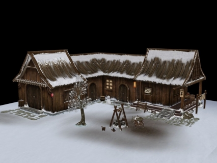 雪景房屋3d模型