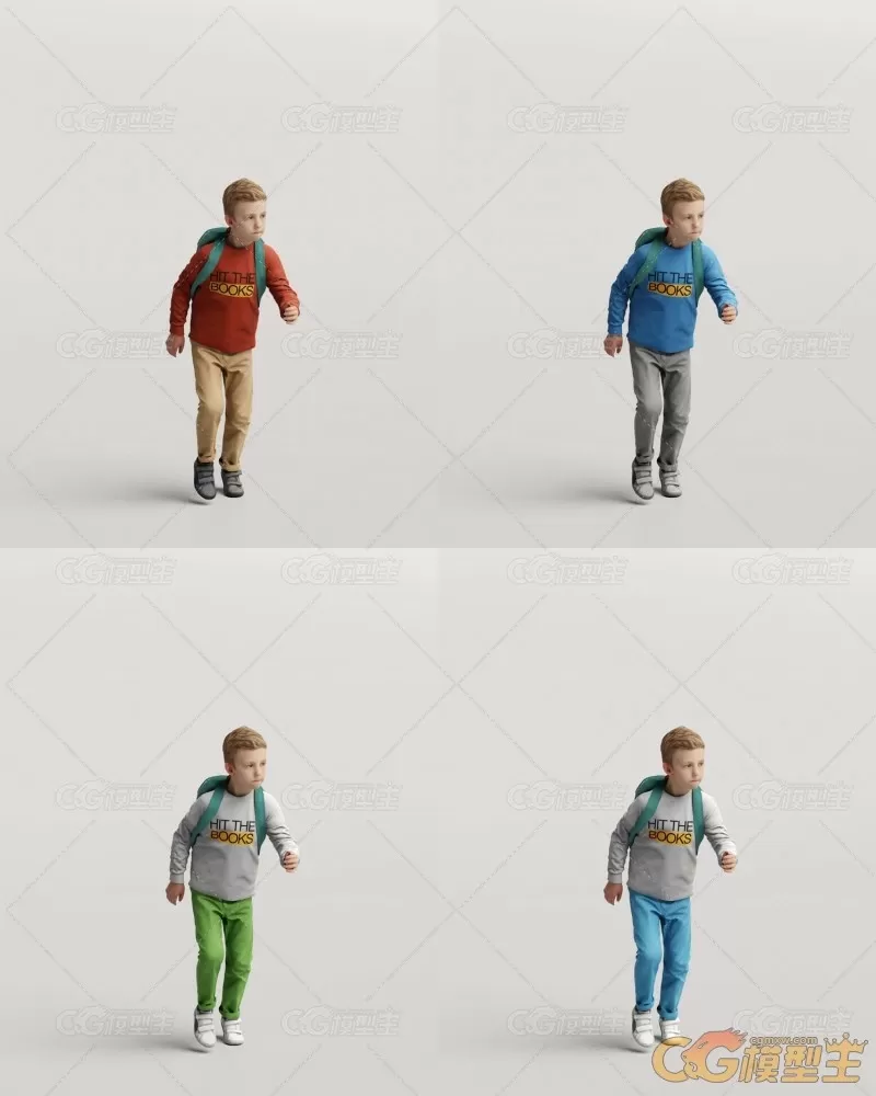 20个小孩人物C4D/MAX/FBX/OBJ/Rhino格式3D模型-4