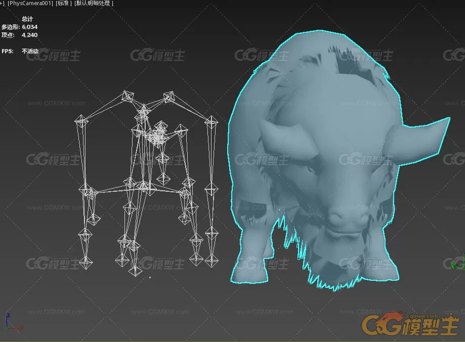 野牛次世代动物模型  骨骼和贴图-3