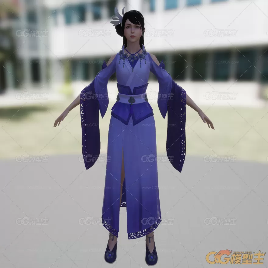 武侠风古代女子3D模型-1