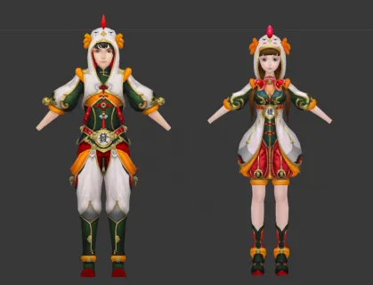 发字古装公鸡头 男女模型