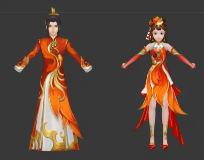 明代 花纹古装 男女情侣游戏模型