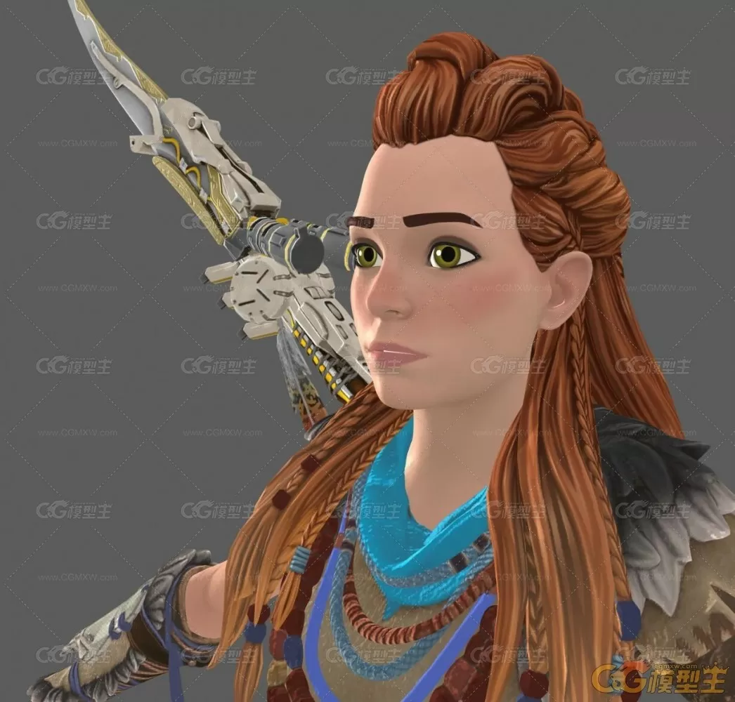 Aloy ancient worrier full rigged and textured maya 2020-1