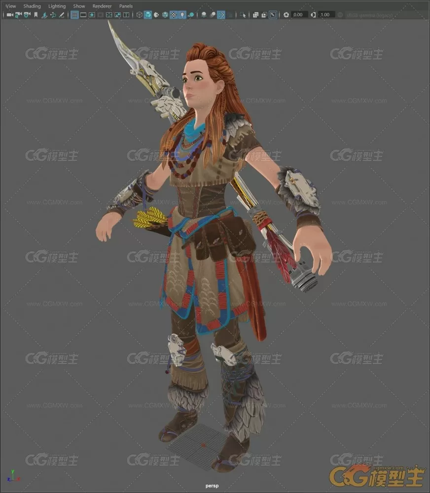 Aloy ancient worrier full rigged and textured maya 2020-2