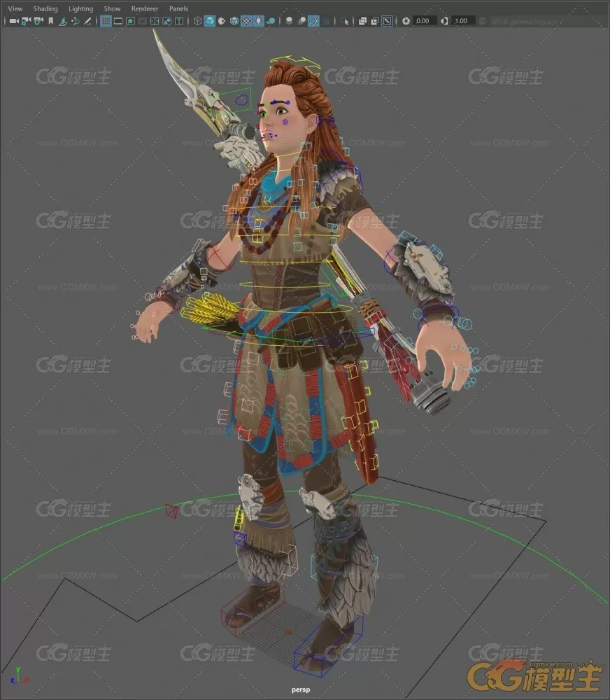 Aloy ancient worrier full rigged and textured maya 2020-4