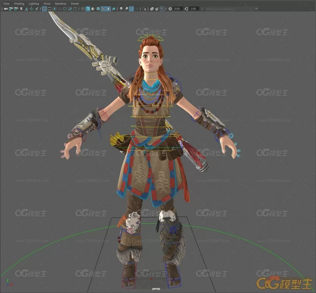 Aloy ancient worrier full rigged and textured maya 2020-6