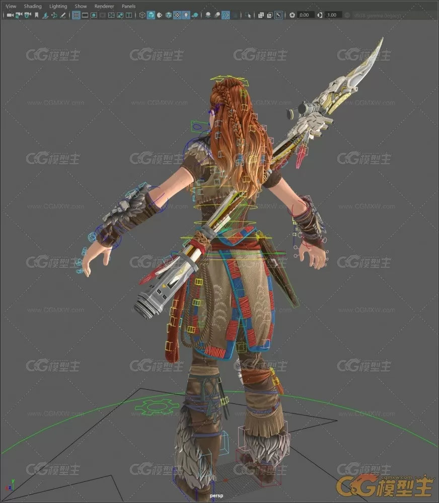 Aloy ancient worrier full rigged and textured maya 2020-7