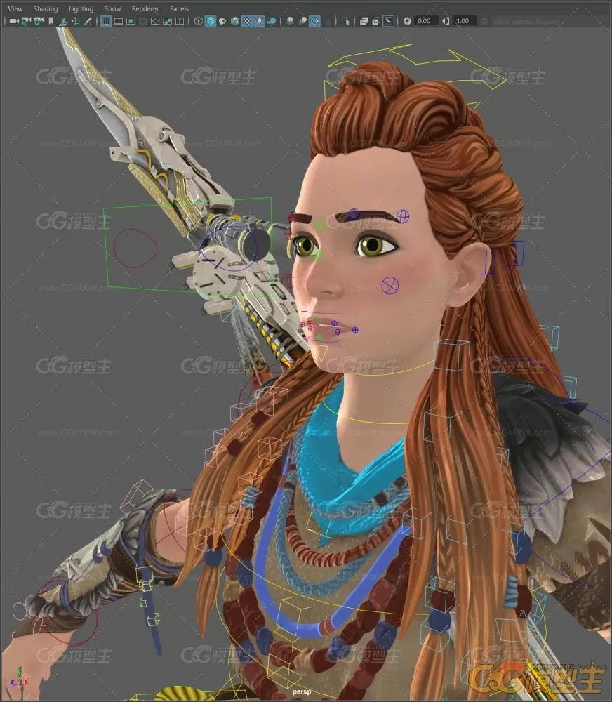 Aloy ancient worrier full rigged and textured maya 2020-8