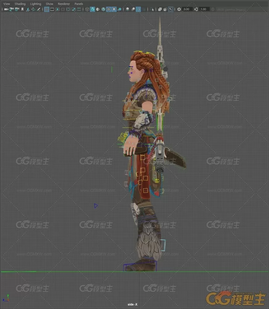 Aloy ancient worrier full rigged and textured maya 2020-9