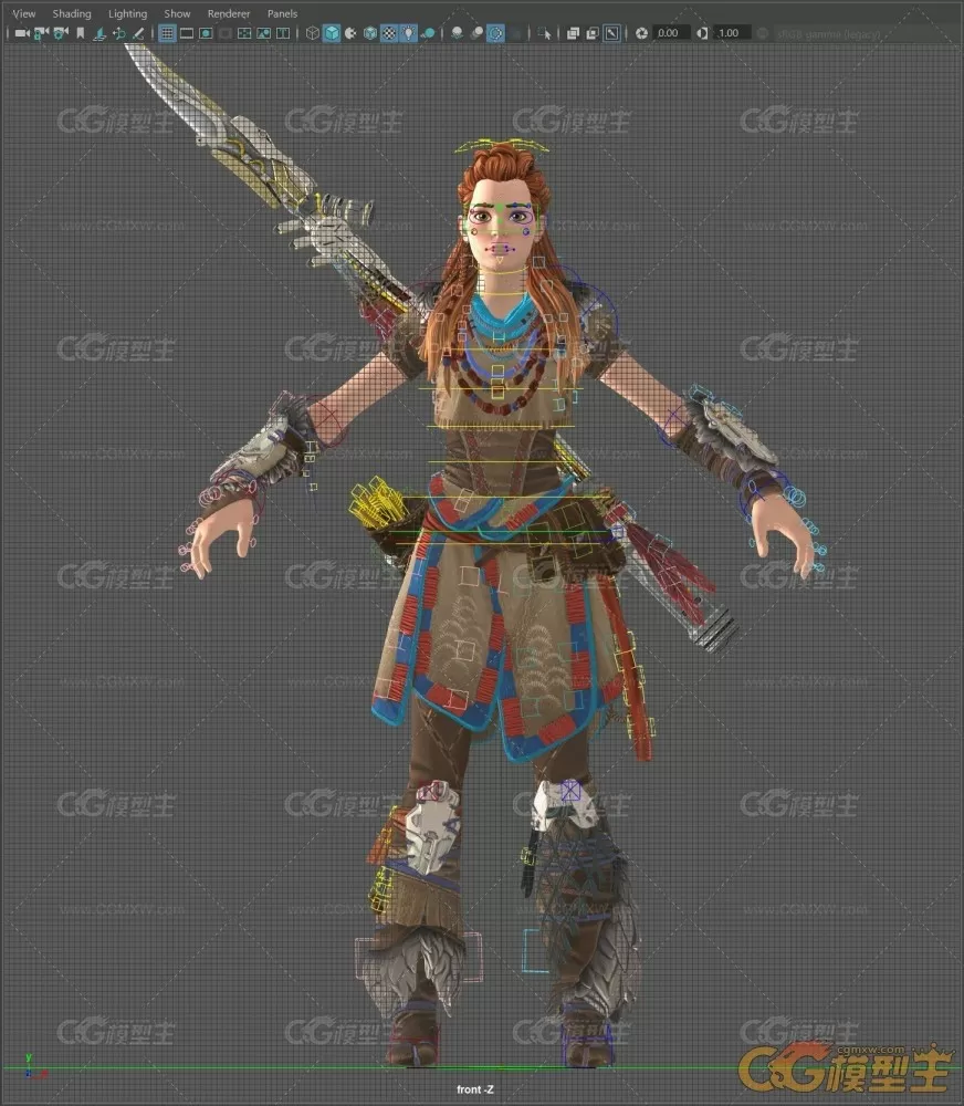 Aloy ancient worrier full rigged and textured maya 2020-10