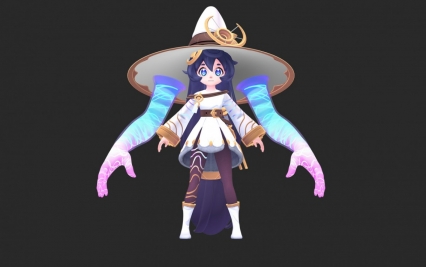 女魔法师3D模型 带绑定蒙皮