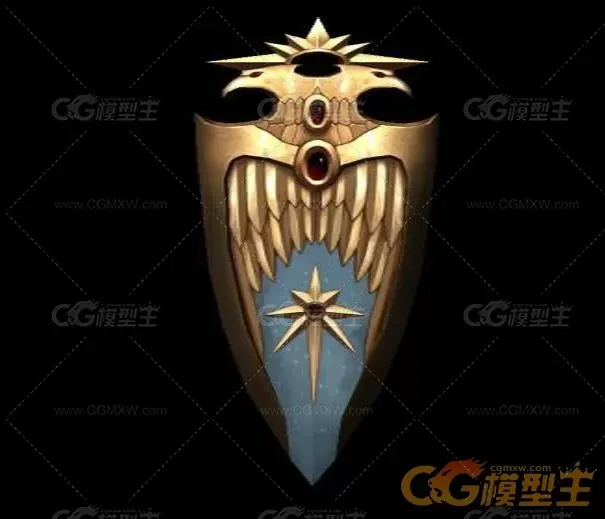 盾牌武器maya模型下载！纯手绘贴图盾牌maya模型下载！精细的远古盾牌maya模型下载！-1