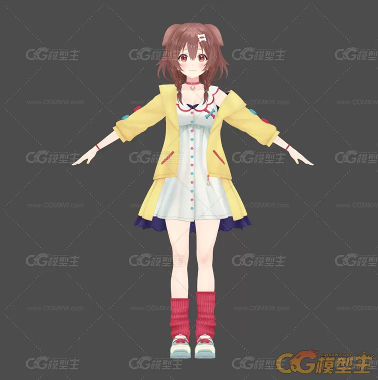 二次元日韩风格长腿清纯女生角色模型MMD-1